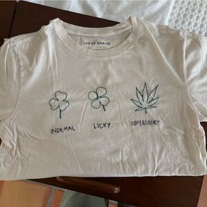 Vintage Lucky Brand Cream Graphic T-Shirt